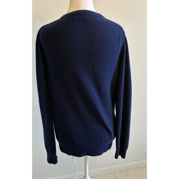 VTG Bloomingdale's 100% Cashmere V-Neck Sweater Golfing Sporty Blue Hong Kong S - Picture 8 of 11